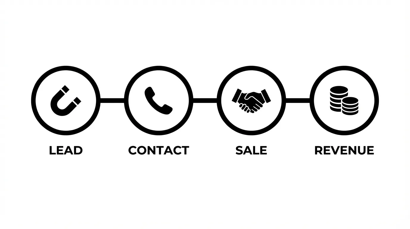 SIG revenue chain infographic showing lead to contact to sale to revenue